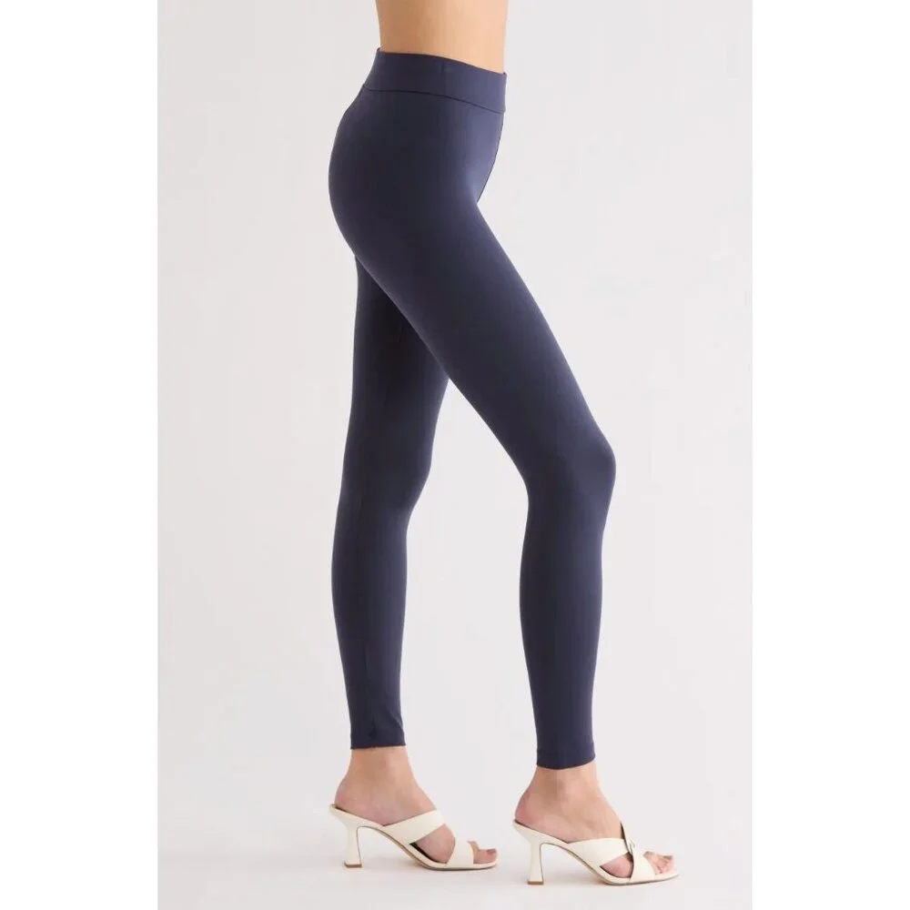 Matty M New Mid-Waist Navy‎ Blue Leggings Stretch Pants Size Small Timeless